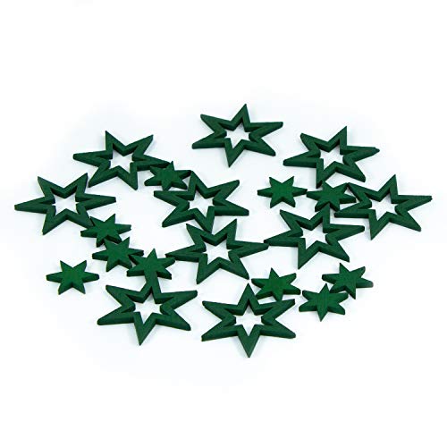 Oblique Unique® 18 Holz Sterne Holzdeko Weihnachtsdeko Tischdeko Weihnachten Echtholz - Farbe wählbar (Grün) von Oblique Unique