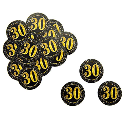 Oblique Unique® 18 x Konfetti Zahl 30 Rund in Schwarz Gold für Geburtstag Jubiläum Hochzeitstag Tisch Deko Streudeko von Oblique Unique