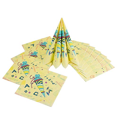 Oblique Unique® 20 Servietten für Schuleinführung Schulanfang Einschulung Deko mit ABC Zuckertüte 1 + 2 = 3 Schule von Oblique Unique