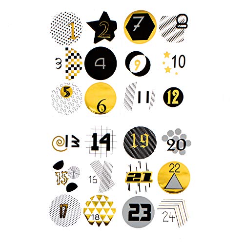 Oblique Unique® 24 Adventskalender Sticker Zahlen Aufkleber für Weihnachten zum Basteln und Verzieren - wählbar (Gold) von Oblique Unique