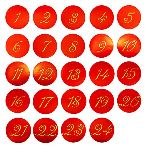 Oblique Unique® 24 Adventskalender Sticker Zahlen Aufkleber für Weihnachten zum Basteln und Verzieren - wählbar (Rose Vergoldet) von Oblique Unique