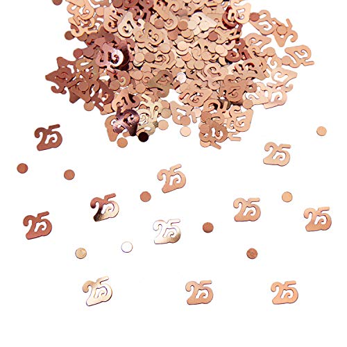 Oblique Unique® 25. Geburtstag Jubiläum Silberhochzeit Konfetti Roségold Punkte + Zahl Mix Tisch Deko Streudeko 500 Stück von Oblique Unique