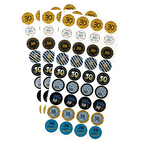 Oblique Unique® 30. Geburtstag Sticker Jubiläum Deko Aufkleber 108 Stück Feier Party Geschenk Dekoration Geburtstagsdeko Gold Schwarz Blau von Oblique Unique