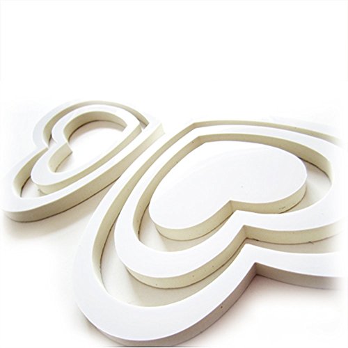 Oblique-Unique® 3D Herzen 5er Set Dekoration Wandtattoo Herz (Weiss) von Oblique Unique
