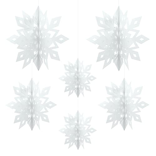 Oblique Unique® 3D Schneeflocken 6er Set Schneekristalle Eiskristalle Deckenhänger Deko für Weihnachten und Winter Dekoration Weihnachtsdeko (Weiß) von Oblique Unique