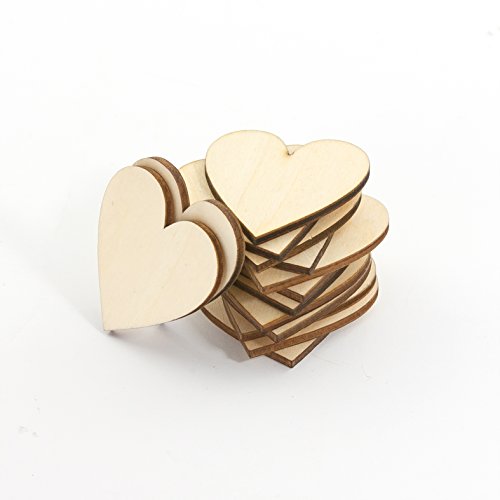 Oblique-Unique® 50 Stück Herz Holz Scheiben zur Dekoration Verzierungen Bearbeitung Handwerk von Oblique Unique