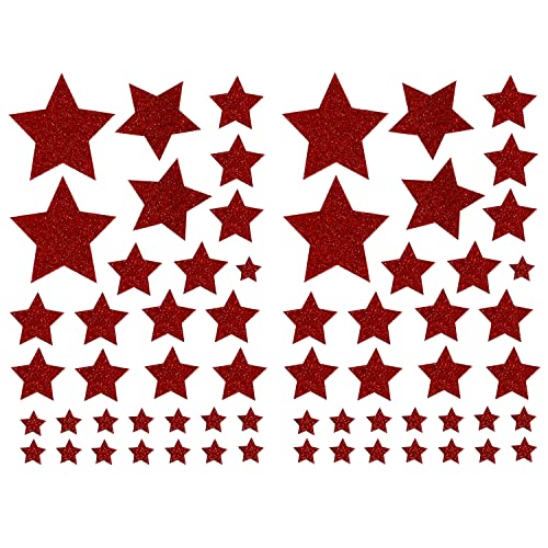 Oblique Unique® 64 Sterne Sticker Stern Aufkleber mit Glitzereffekt für Weihnachten als Weihnachtsdeko zum Basteln Dekorieren Scrapbooking Spielen (Rot) von Oblique Unique