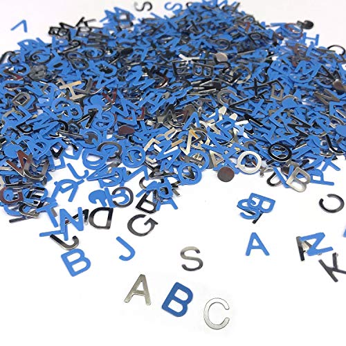 Oblique Unique® ABC Alphabet Buchstaben Konfetti Streudeko Streuteile Tisch Deko für Schuleinführung Einschulung Geburtstag Jubiläum Feier Party - Blau Silber von Oblique Unique