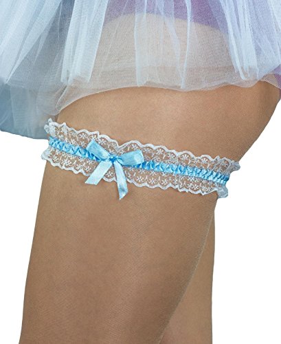 Oblique-Unique® Blau - Weisses Strumpfband für Hochzeit mit Schleife von Oblique Unique