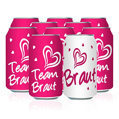 Oblique-Unique® Braut + Team Braut Sticker Set Dosen Flaschen Etikett Aufkleber JGA Junggesellinnenabschied Hen Party Pink Weiß von Oblique Unique