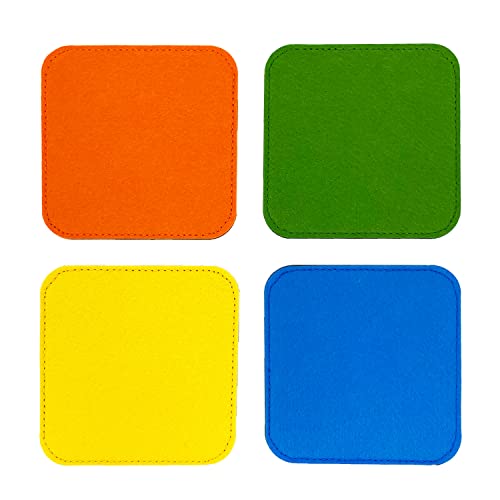 Oblique Unique® Filzuntersetzer 4er Pack Ø 10cm in Bunt - rund oder viereckig - Glasuntersetzer Getränke Untersetzer für Gläser Tassen Tischdeko (Orange, Grün, Gelb, Blau - quadratisch) von Oblique Unique