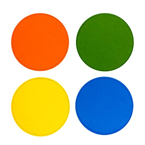 Oblique Unique® Filzuntersetzer 4er Pack Ø 10cm in Bunt - rund oder viereckig - Glasuntersetzer Getränke Untersetzer für Gläser Tassen Tischdeko (Orange, Grün, Gelb, Blau - rund) von Oblique Unique