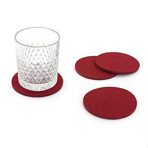 Oblique Unique® Filzuntersetzer rund 4er Pack für Tisch und Bar - Glasuntersetzer Untersetzer aus Filz (Bordeaux) von Oblique Unique