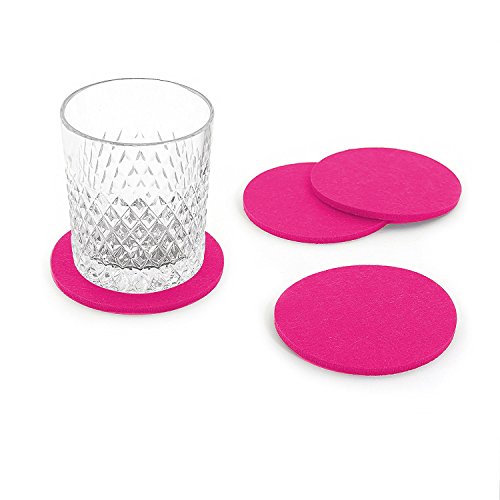 Oblique-Unique® Filzuntersetzer rund 4er Pack für Tisch und Bar - Glasuntersetzer Untersetzer aus Filz (Pink) von Oblique Unique