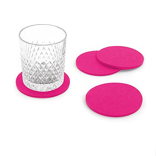 Oblique Unique® Filzuntersetzer rund 4er Pack für Tisch und Bar - Glasuntersetzer Untersetzer aus Filz (Pink) von Oblique Unique
