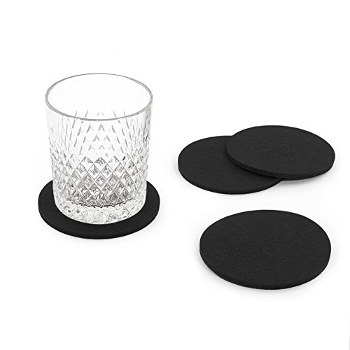 Oblique Unique® Filzuntersetzer rund 4er Pack für Tisch und Bar - Glasuntersetzer Untersetzer aus Filz (Schwarz) von Oblique Unique