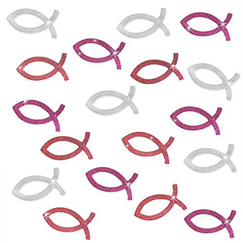 Oblique Unique® Fische Konfetti Farbmix Glitzernd 18 STK. Kommunion Taufe Konfirmation Hochzeit Deko Tischdeko Streudeko von Oblique Unique