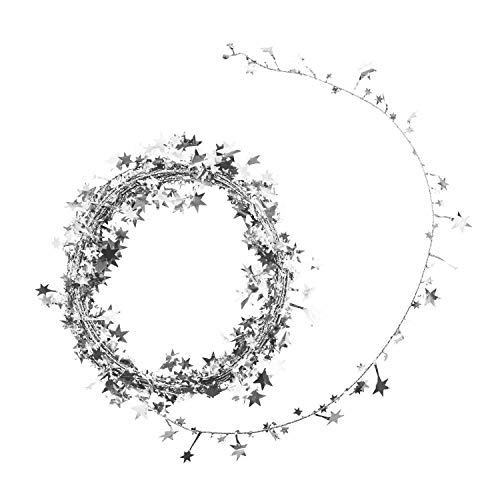 Oblique Unique® Folien Girlande Stern Lametta Glitzer Draht 7,5m Hängedeko Tischdeko Geburtstag Jubiläum JGA Hochzeit Weihnachten Silvester Party Karneval Fasching Deko - wählbar (Silber) von Oblique Unique
