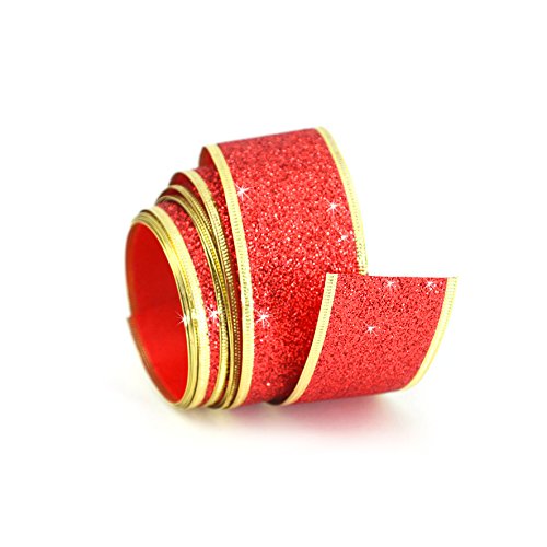 Oblique-Unique® Geschenk Band mit edlen Glitzereffekt - Geschenkschleifen Gold Silber Rot Weihnachten Geburtstag Jubiläum - Farbe wählbar (Rot) von Oblique Unique
