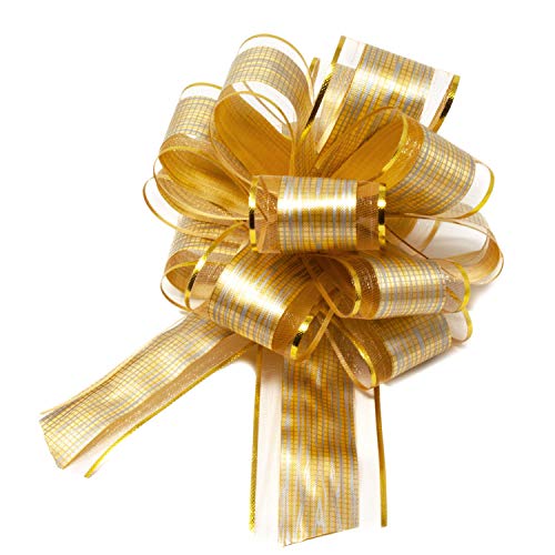 Oblique Unique® Geschenk Schleife mit Geschenkband Glänzend für Geschenke Tüten Zuckertüten Weihnachten zum Basteln Dekorieren Verzieren (Gold) von Oblique Unique