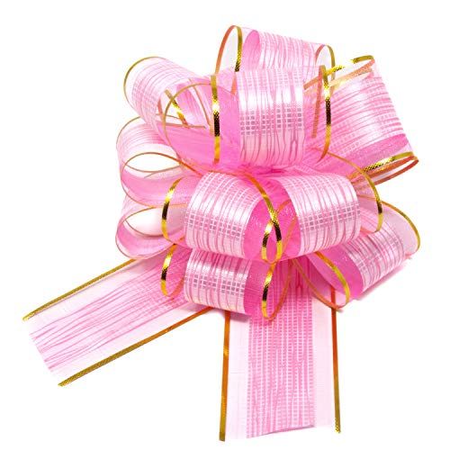 Oblique Unique® Geschenk Schleife mit Geschenkband Glänzend für Geschenke Tüten Zuckertüten Weihnachten zum Basteln Dekorieren Verzieren (Rosa) von Oblique Unique