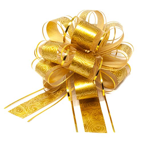 Oblique Unique® Geschenk Schleife mit Geschenkband Glänzend für Geschenke Tüten Zuckertüten zum Basteln Dekorieren Verzieren Weihnachten (Gold) von Oblique Unique
