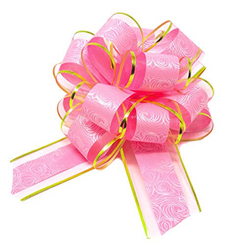 Oblique Unique® Geschenk Schleife mit Geschenkband Glänzend für Geschenke Tüten Zuckertüten zum Basteln Dekorieren Verzieren Weihnachten (Rosa-Gold) von Oblique Unique