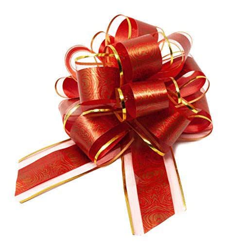 Oblique Unique® Geschenk Schleife mit Geschenkband Glänzend für Geschenke Tüten Zuckertüten zum Basteln Dekorieren Verzieren Weihnachten (Rot-Gold) von Oblique Unique