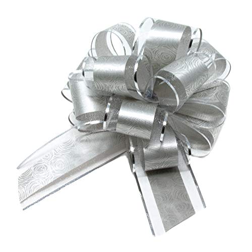 Oblique Unique® Geschenk Schleife mit Geschenkband Glänzend für Geschenke Tüten Zuckertüten zum Basteln Dekorieren Verzieren Weihnachten (Silber) von Oblique Unique