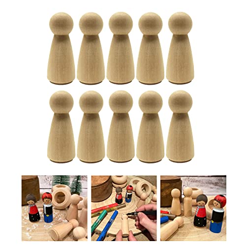Oblique Unique® Holz Figuren zum Bemalen Echtholz Holzdeko zum Basteln Spielen DIY Deko für Weihnachten Weihnachtsdeko Tischdeko (Holz Figuren - 10 Stück Frauen) von Oblique Unique