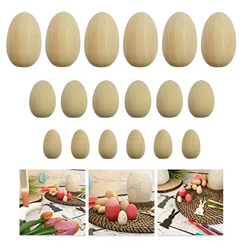 Oblique Unique® Holzeier 18er Set Holz Ostereier Deko Eier für den Osterkorb Dekoration aus Echtholz für Ostern oder zum Basteln mit Kindern Osterdeko von Oblique Unique