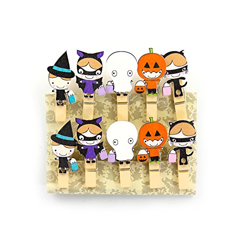 Oblique-Unique® Kleine Mini Holz Wäscheklammern Holzklammern Deko Klammern mit Motiv - wählbar (Halloween) von Oblique Unique
