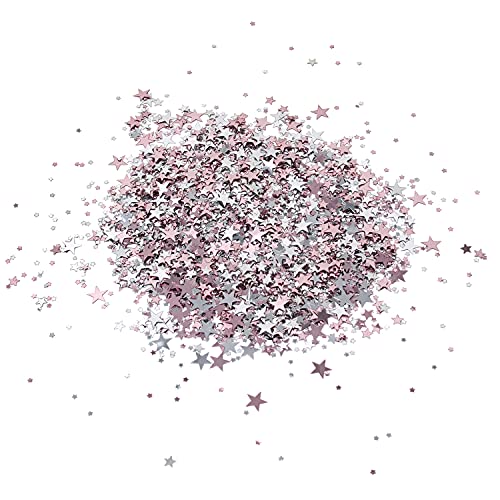 Oblique Unique® Konfetti Sterne Silber Rosé ca. 300 Stk. Stern Streu Deko Tischdeko Streuteile für Geburtstag Silvester Party von Oblique Unique
