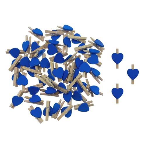 Oblique Unique® Mini Herz Holz Wäscheklammern 50 Stück Herzen Holzklammern Deko Klammern für Geschenkverpackung Namenskärtchen Hochzeit UVM. Blau Rosa (Dunkelblau) von Oblique Unique