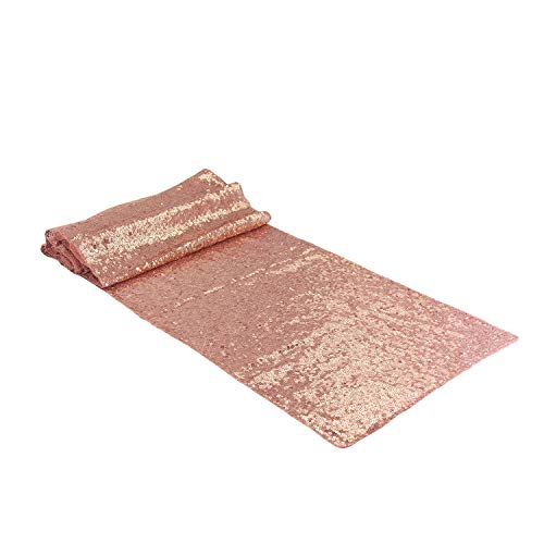 Oblique Unique® Pailletten Tischläufer mit Spiegeleffekt Läufer Tischdeko für Taufe Geburtstag Party Hochzeit Silvester Deko Dekoration Silber Türkis Roségold - Farbe wählbar (Roségold) von Oblique Unique