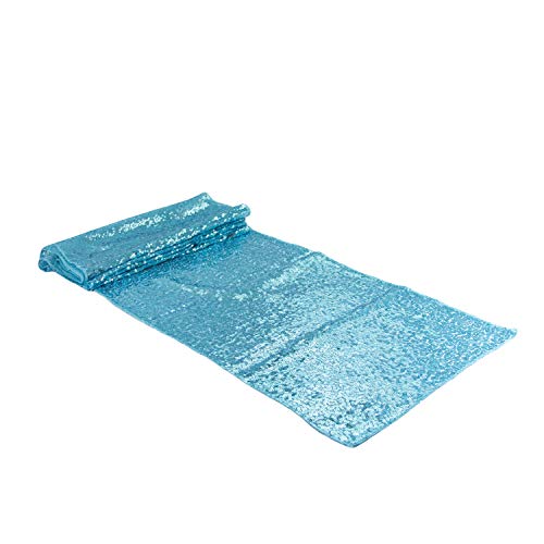 Oblique Unique® Pailletten Tischläufer mit Spiegeleffekt Läufer Tischdeko für Taufe Geburtstag Party Hochzeit Silvester Deko Dekoration Silber Türkis Roségold - Farbe wählbar (Türkis) von Oblique Unique