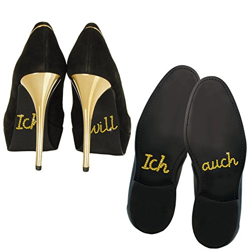 Oblique Unique® Schuhsticker Set Strass - Ich Will & Ich auch - Brautpaar (Gold) von Oblique Unique
