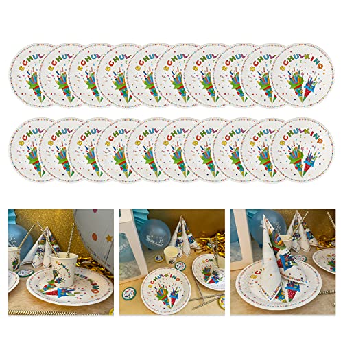 Oblique Unique® Schulkind Party Pappteller Set Papierteller Einwegteller für Schuleinführung Einschulung Tischdeko für Jungen und Mädchen (Bunt - 20 Stück) von Oblique Unique