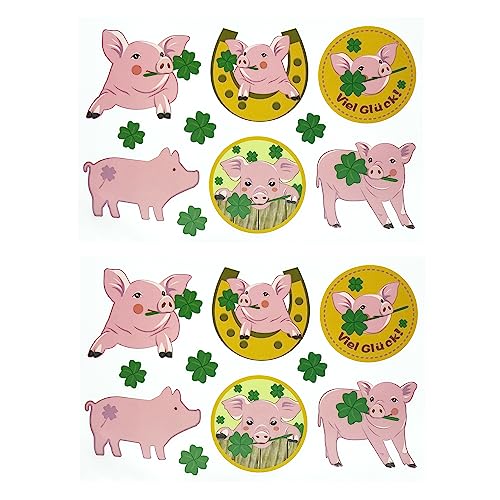 Oblique Unique® Schweinchen Sticker Schweine Aufkleber Viel Glück für Kinder Selbstklebend für Verzierung Scrapbooking zum Basteln von Oblique Unique