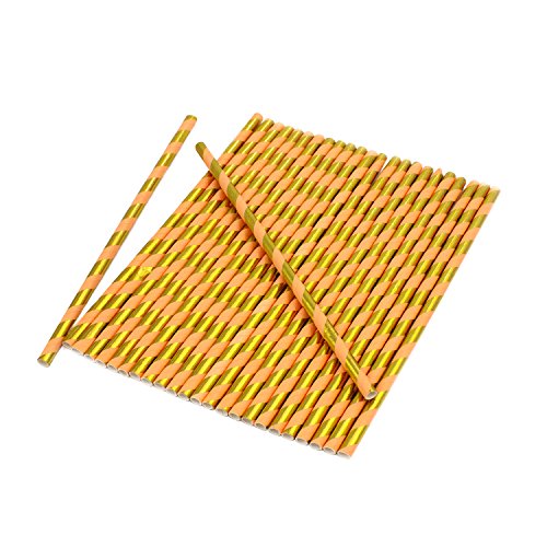 Oblique-Unique® Strohhalme Trinkhalme 25 Stück - Farbe wählbar - für Geburtstag, Party, Feier, Hochzeit Deko (Rosa-Goldmix) von Oblique Unique
