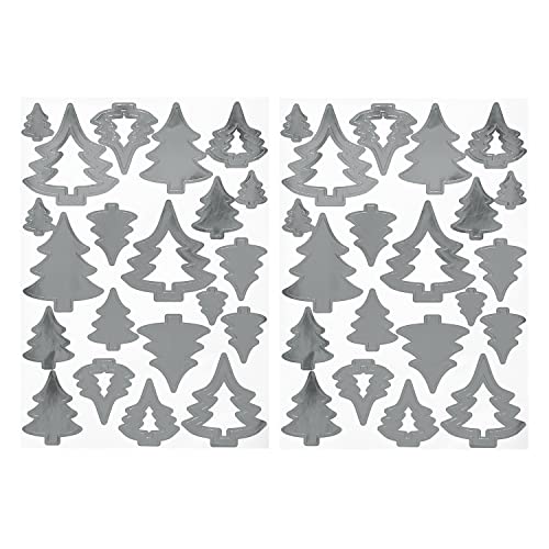Oblique Unique® Tannenbaum Sticker Set 42 Stk. Weihnachtsbaum Christbaum Aufkleber für Weihnachten zum Dekorieren Spielen Basteln Scrapbooking (Silber) von Oblique Unique