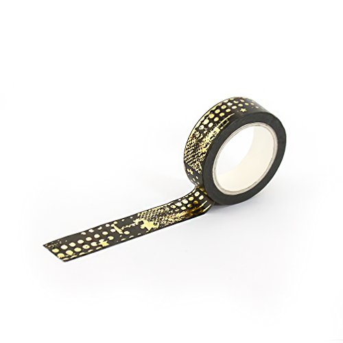 Oblique-Unique® Washi Tape Deko Bänder Selbstklebend mit wunderschönen Motiven I Design wählbar I (Schwarz-Gold Retro) von Oblique Unique