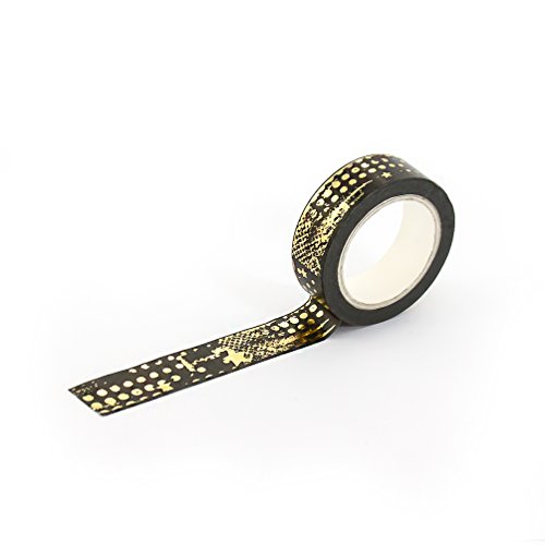 Oblique Unique® Washi Tape Deko Bänder Selbstklebend mit wunderschönen Motiven I Design wählbar I (Schwarz-Gold Retro) von Oblique Unique