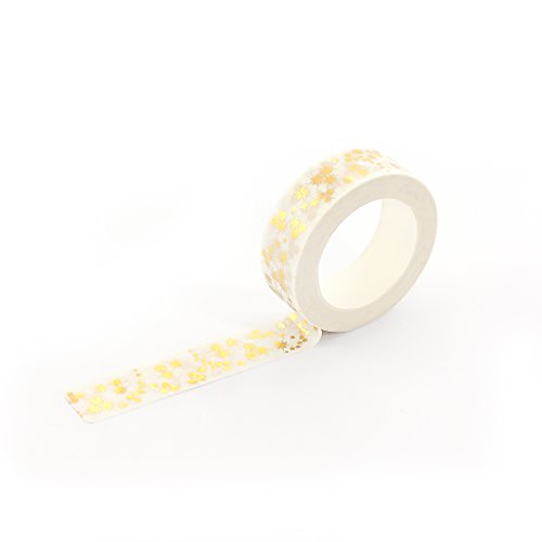 Oblique Unique® Washi Tape Deko Bänder Selbstklebend mit wunderschönen Motiven I Design wählbar I (Weiß-Goldsterne) von Oblique Unique
