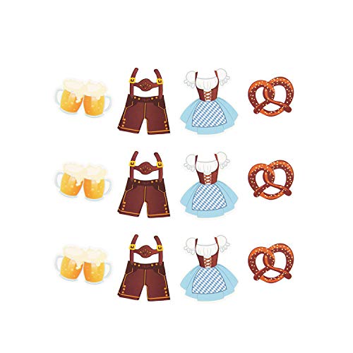 Oblique Unique® XXL Konfetti Set Oktoberfest Party 12 STK. Papier Streudeko Tisch Deko Dirndl Lederhose Brezel Bier von Oblique Unique