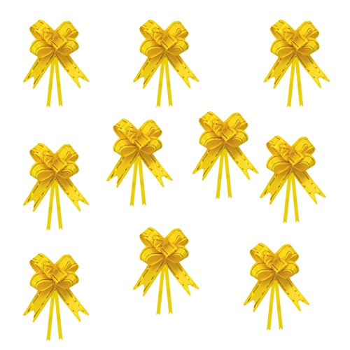 Oblique-Unique® 10 Geschenkschleifen mit Geschenkbändern für Geschenke und Zuckertüten - Farben und Größe wählbar (Gelb 10x7cm) von Oblique Unique