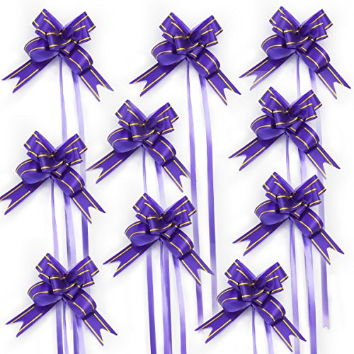 Oblique-Unique® 10 Geschenkschleifen mit Geschenkbändern für Geschenke und Zuckertüten - Farben und Größe wählbar (Lila 10x7cm) von Oblique Unique