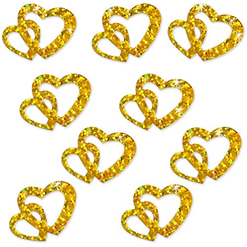 Oblique-Unique® 100 Stk Deko Doppel Herzen - Farbwahl (Gold Glitzereffekt) von Oblique Unique