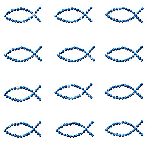 Oblique Unique® 12 Stück Fisch Sticker Strass Steine Königsblau zum Verzieren oder Aufkleben oder Einkleben von Karten - Kommunion Taufe Deko Tischdeko Oblique Unique® 12 Stück Fisch Sticker Strass Steine Königsblau zum Verzieren oder Aufkleben oder Einkleben von Karten - Kommunion Taufe Deko Tischdeko von Oblique Unique