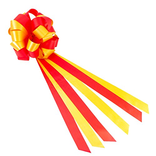 Oblique-Unique® Geschenk Schleife Groß mit Geschenkband Deko Band für Geschenke und Zuckertüten - wählbar (Rot Gold) von Oblique Unique